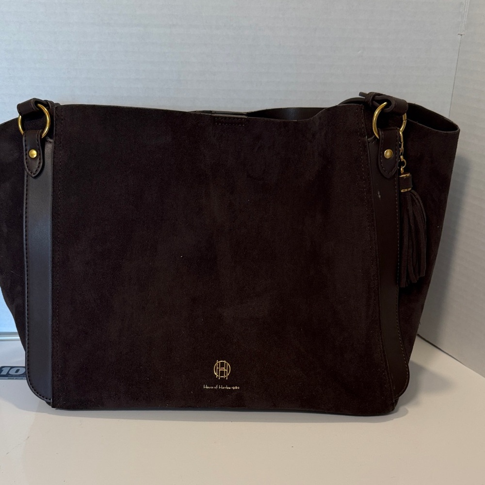 House of Harlow 1960 Dark Brown Suede Tote